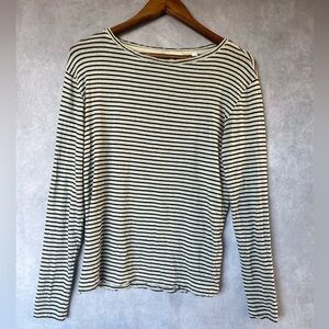 VINCE Striped Long Sleeve Wool Blend Knit Top